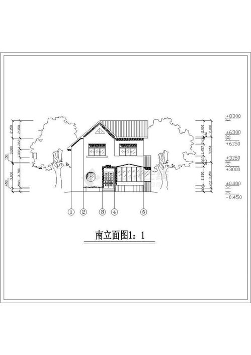 家庭小别墅建筑设计平立剖面图 共8张