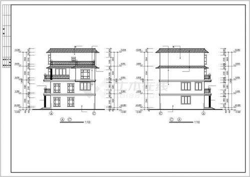 框架四层平屋顶自建房屋建筑设计图纸